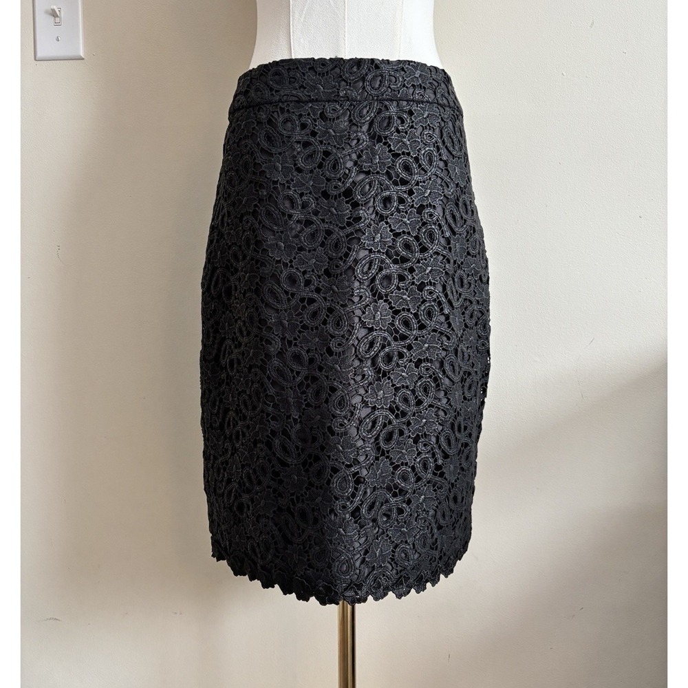 Kate Spade New York Judy Lace Black Floral Pencil Skirt Size 6 Venetian Lace